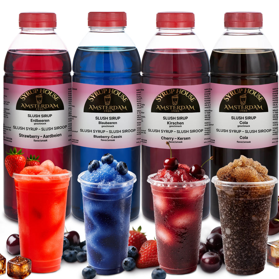 Slush 4×0,75L <br> Aardbei × Bosbes × Kers × Cola