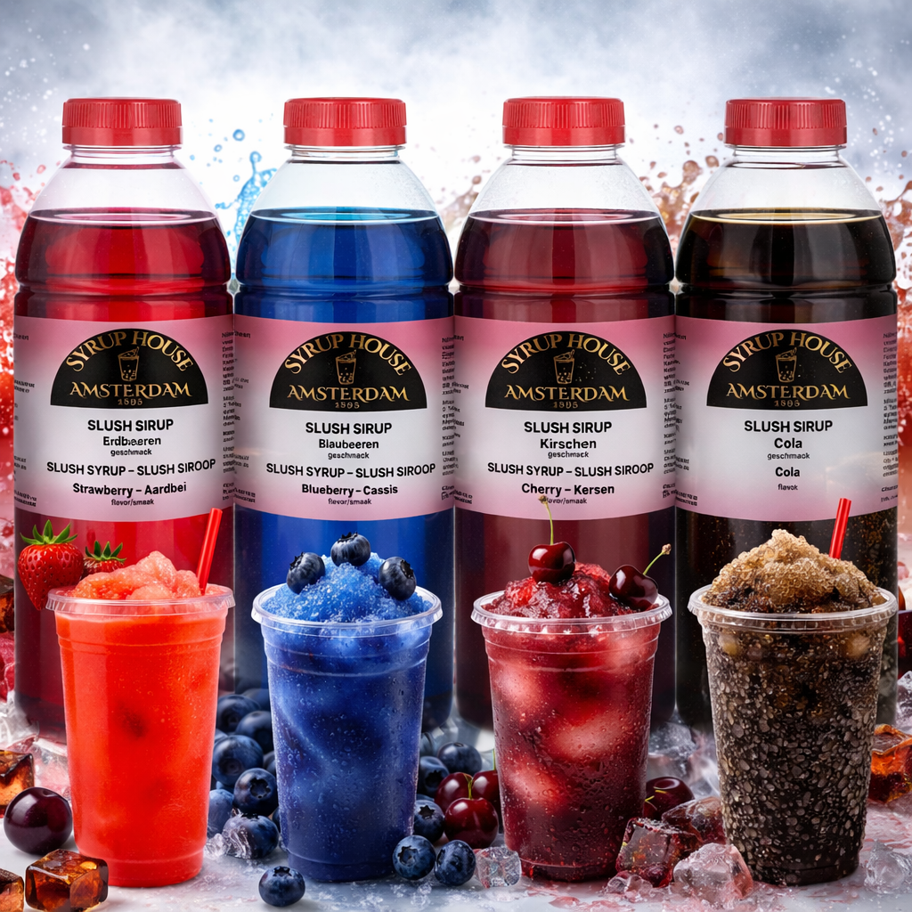 Slush 4×0,75L <br> Aardbei × Bosbes × Kers × Cola